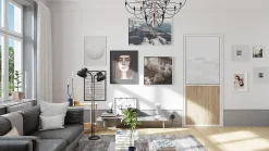 Bloc Porte Contemporain H. 204 X 93 X 3 cm cadre en aluminium blanc et verre Depoli blanc chêne terra Droit-Optimum Online