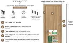 Reivilo Bloc porte fin de chantier Matild, chêne brut, réversible, H.204 x l.93 cm
