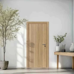 Reivilo Bloc porte fin de chantier Matild, chêne brut, réversible, H.204 x l.83 cm