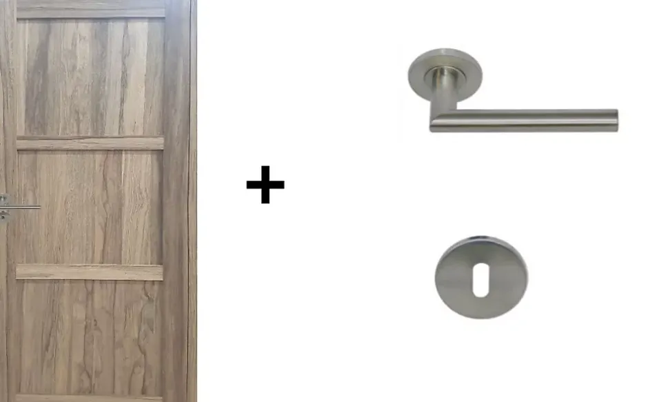 Gd Menuiseries Bloc Porte Frake 3 Panneaux H204 X L73 Côte Tableau P.droite, Poignee Pomerol