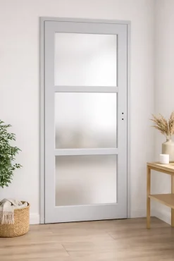 Bloc Porte Greyria Gris Ral7035 Vitrée H204 X L83 Côte Tableau P.gauche-Gd Menuiseries Hot