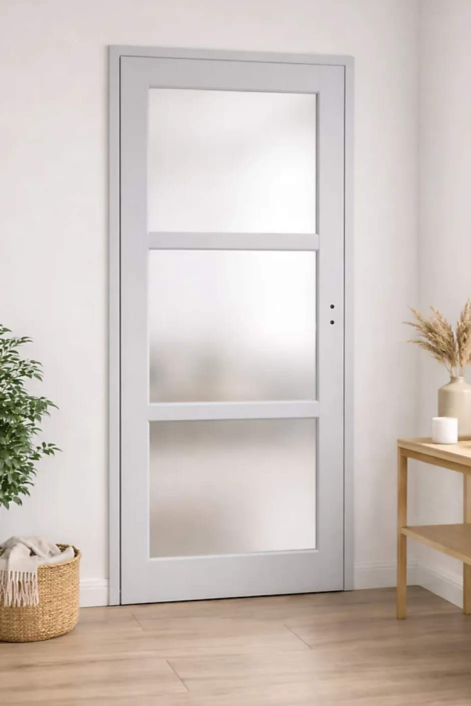 Bloc Porte Greyria Gris Ral7035 Vitrée H204 X L83 Côte Tableau P.gauche-Gd Menuiseries Hot