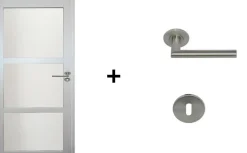 Gd Menuiseries Bloc Porte Greyria Gris Ral7035 Vitrée H204 X L83 Côte Tableau P.gauche,poignee Pomerol