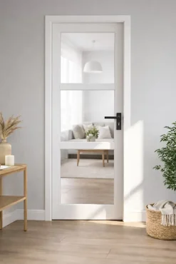 Bloc Porte Kenya Blanc Vitrage Transparent H204 X L83 Côte Tableau P.gauche,poignee-Gd Menuiseries Sale