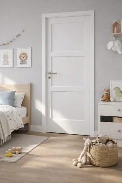 Gd Menuiseries Bloc Porte Korya Blanc 3 Panneaux H204 X L83 Côte Tableau P.droite,poignee Pomerol