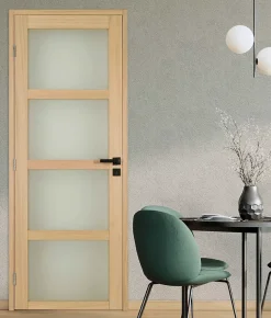 Lynporte Bloc porte PARIS 4 Vitrages bois chene 2040x730 Gauche