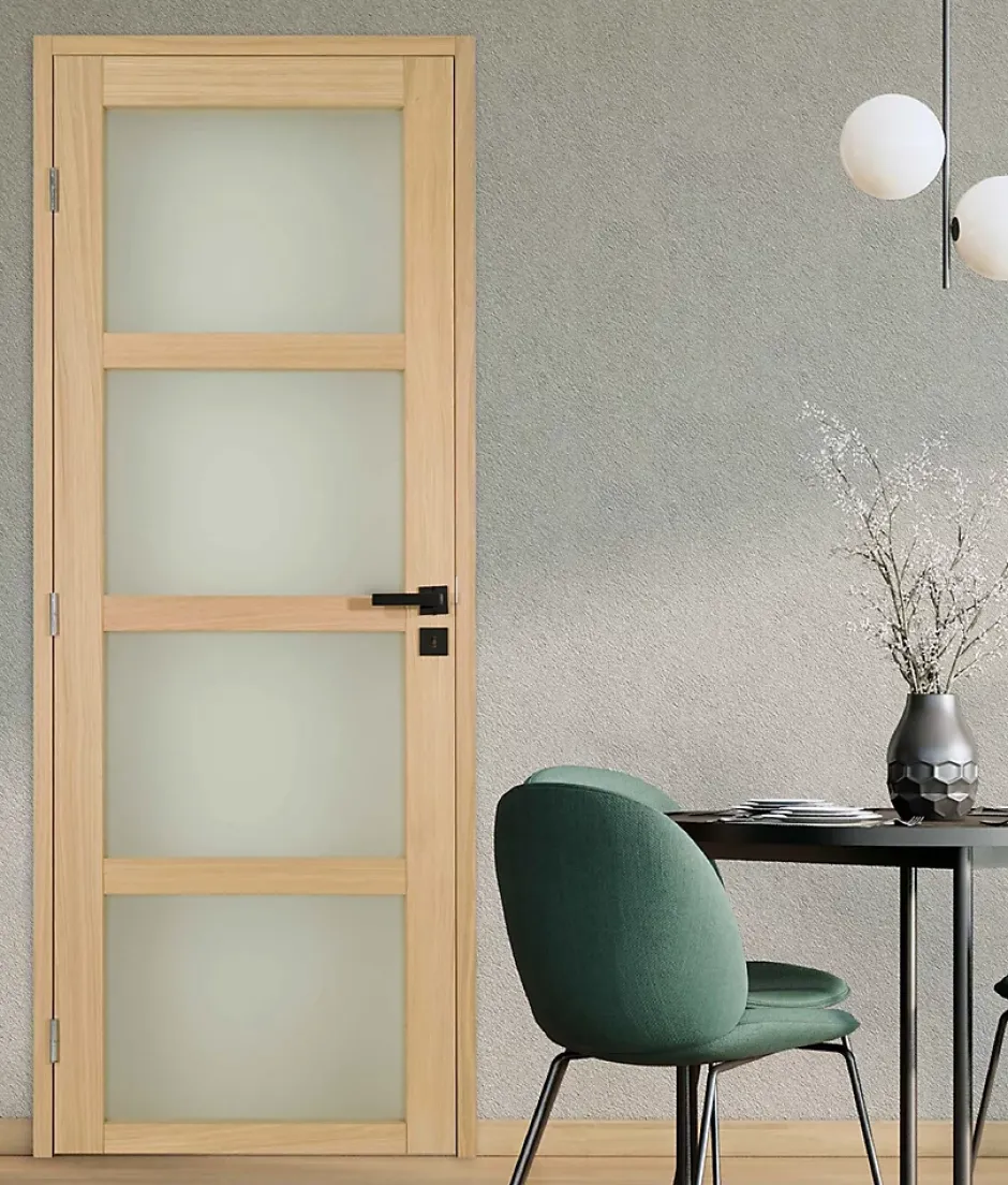 Lynporte Bloc porte PARIS 4 Vitrages bois chene 2040x730 Gauche