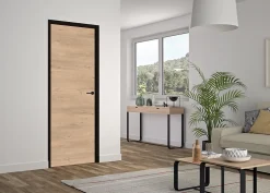 Bloc Porte Reversible chêne clair Rio Huisserie Noire H. 204 X 83 X 4 Cm-Optimum