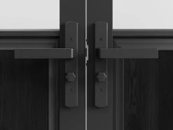 Bloc porte réversible à deux battants en aluminium et verre trempé dépoli style atelier - 2 x H204 x L93 cm - Noir - ERMELO-Vente-unique Hot