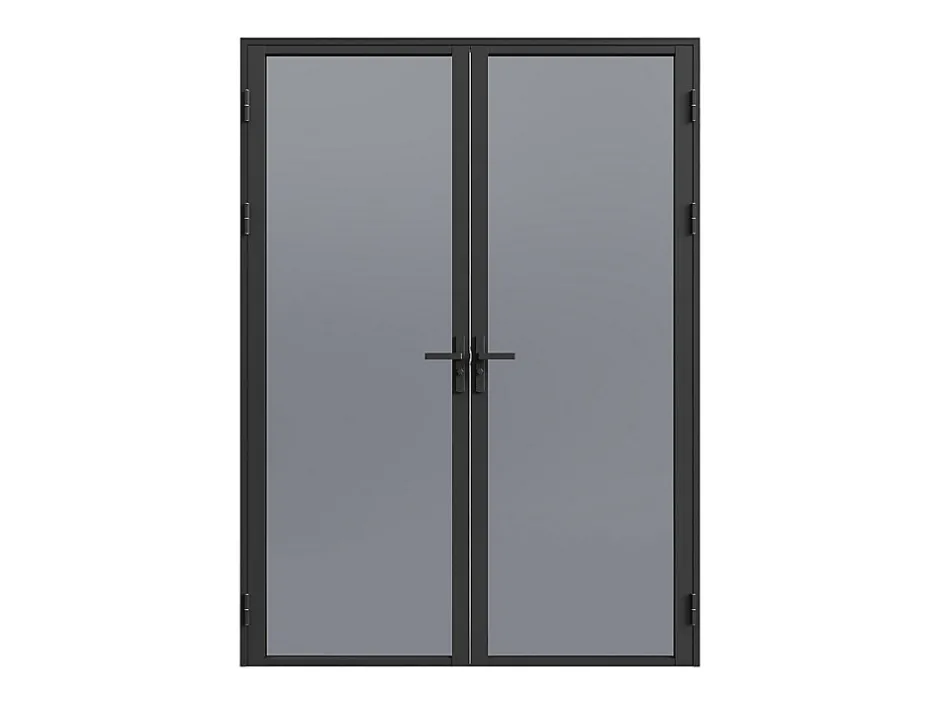 Vente-unique Bloc porte réversible à deux battants en aluminium et verre trempé fumé - 2 x H204 x L73 cm - Noir - LOXTON