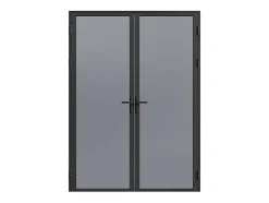 Vente-unique Bloc porte réversible à deux battants en aluminium et verre trempé fumé - 2 x H204 x L73 cm - Noir - LOXTON