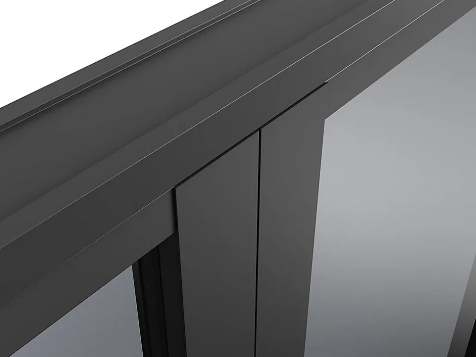 Vente-unique Bloc porte réversible à deux battants en aluminium et verre trempé fumé - 2 x H204 x L73 cm - Noir - LOXTON