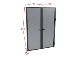 Vente-unique Bloc porte réversible à deux battants en aluminium et verre trempé fumé - 2 x H204 x L73 cm - Noir - LOXTON