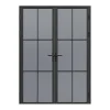 Vente-unique Bloc porte réversible à deux battants en aluminium et verre trempé fumé - 2 x H204 x L83 cm - Noir - SEROTO