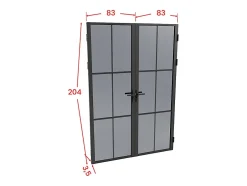 Vente-unique Bloc porte réversible à deux battants en aluminium et verre trempé fumé - 2 x H204 x L83 cm - Noir - SEROTO