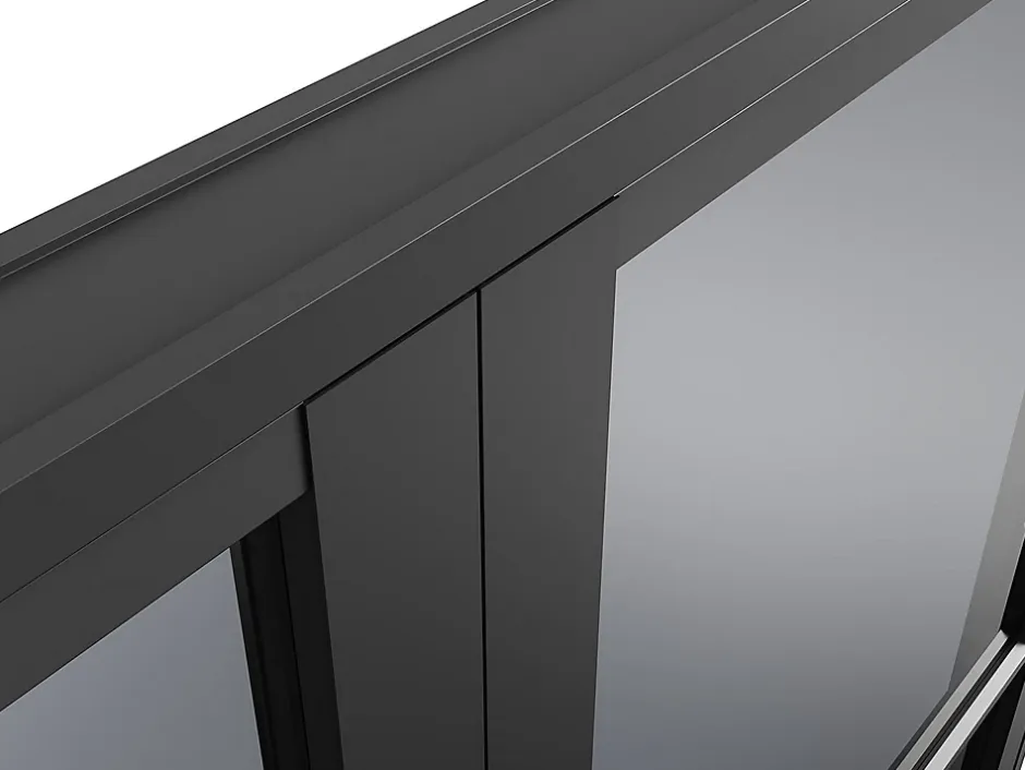 Vente-unique Bloc porte réversible à deux battants en aluminium et verre trempé fumé - 2 x H204 x L73 cm - Noir - MASERU