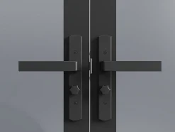 Vente-unique Bloc porte réversible à deux battants en aluminium et verre trempé fumé - 2 x H204 x L73 cm - Noir - SEROTO