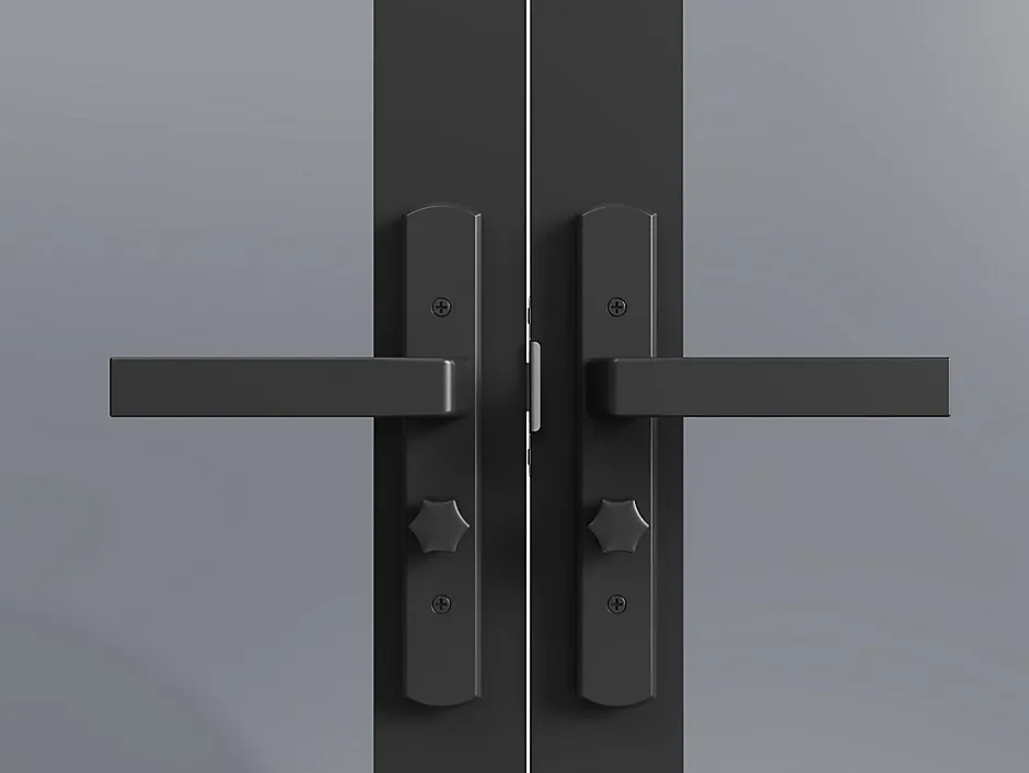 Vente-unique Bloc porte réversible à deux battants en aluminium et verre trempé fumé - 2 x H204 x L73 cm - Noir - SEROTO