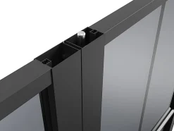 Vente-unique Bloc porte réversible à deux battants en aluminium et verre trempé fumé - 2 x H204 x L73 cm - Noir - SEROTO