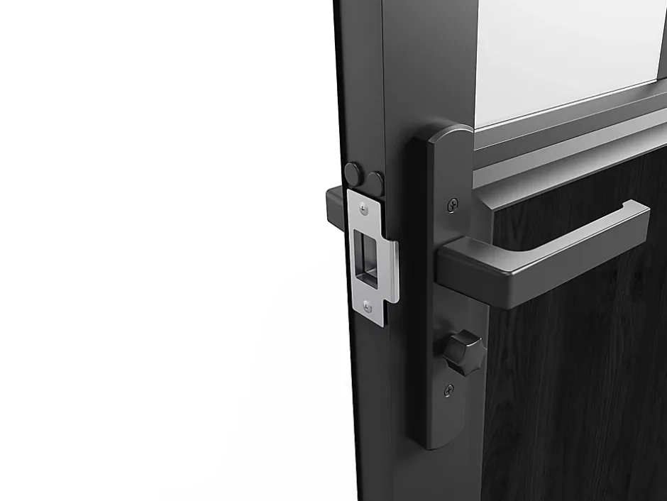 Vente-unique Bloc porte réversible à deux battants en aluminium et verre trempé dépoli style atelier - 2 x H204 x L73 cm - Noir - ERMELO