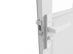 Bloc porte réversible à deux battants en aluminium et verre trempé style atelier - 2 x H204 x L83 cm - Blanc - ERMELO-Vente-unique New