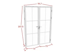 Bloc porte réversible à deux battants en aluminium et verre trempé - Blanc - 2 x H204 x L73 cm - SEROTO-Vente-unique Hot