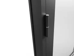 Vente-unique Bloc porte réversible en aluminium et verre dépoli - H204 x L83 cm - Noir - SEROTO