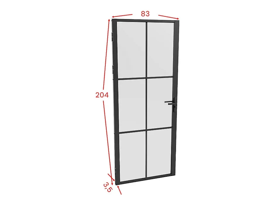 Vente-unique Bloc porte réversible en aluminium et verre dépoli - H204 x L83 cm - Noir - SEROTO