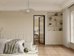 Bloc porte réversible en aluminium et verre trempé texturé - H204 x L83 cm - Noir - LOXTON-Vente-unique Discount