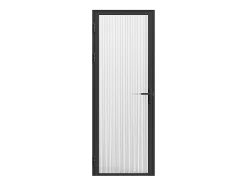 Bloc porte réversible en aluminium et verre trempé texturé - H204 x L83 cm - Noir - LOXTON-Vente-unique Discount