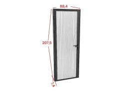 Bloc porte réversible en aluminium et verre trempé texturé - H204 x L83 cm - Noir - LOXTON-Vente-unique Discount