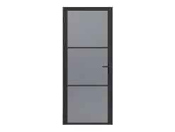 Bloc porte réversible en aluminium et verre trempé fumé - H204 x L83 cm - Noir - MASERU-Vente-unique New