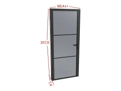 Bloc porte réversible en aluminium et verre trempé fumé - H204 x L83 cm - Noir - MASERU-Vente-unique New