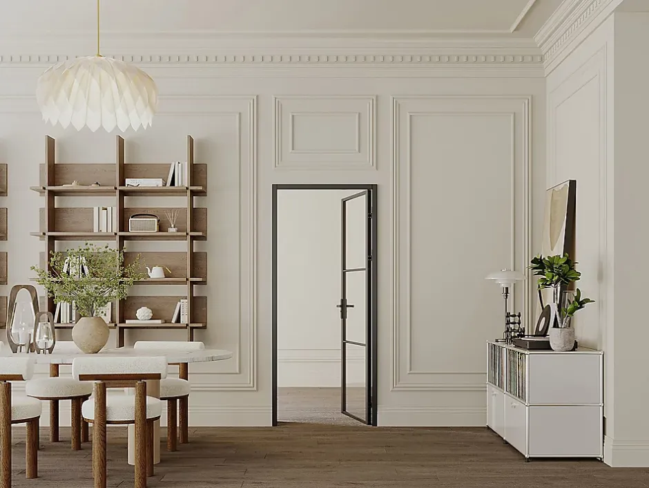 Vente-unique Bloc porte réversible en aluminium et verre trempé - H204 x L93 cm - Noir - MASERU