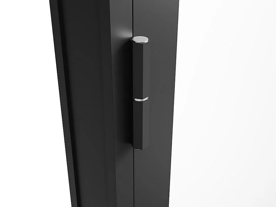 Vente-unique Bloc porte réversible en aluminium et verre trempé - H204 x L93 cm - Noir - MASERU