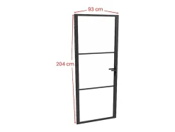 Vente-unique Bloc porte réversible en aluminium et verre trempé - H204 x L93 cm - Noir - MASERU
