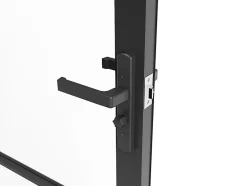 Vente-unique Bloc porte réversible en aluminium et verre trempé - H204 x L93 cm - Noir - MASERU