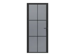Vente-unique Bloc porte réversible en aluminium et verre trempé fumé - H204 x L73 cm - Noir - SEROTO