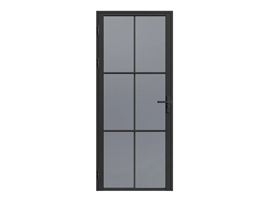 Vente-unique Bloc porte réversible en aluminium et verre trempé fumé - H204 x L73 cm - Noir - SEROTO