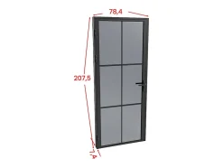 Vente-unique Bloc porte réversible en aluminium et verre trempé fumé - H204 x L73 cm - Noir - SEROTO