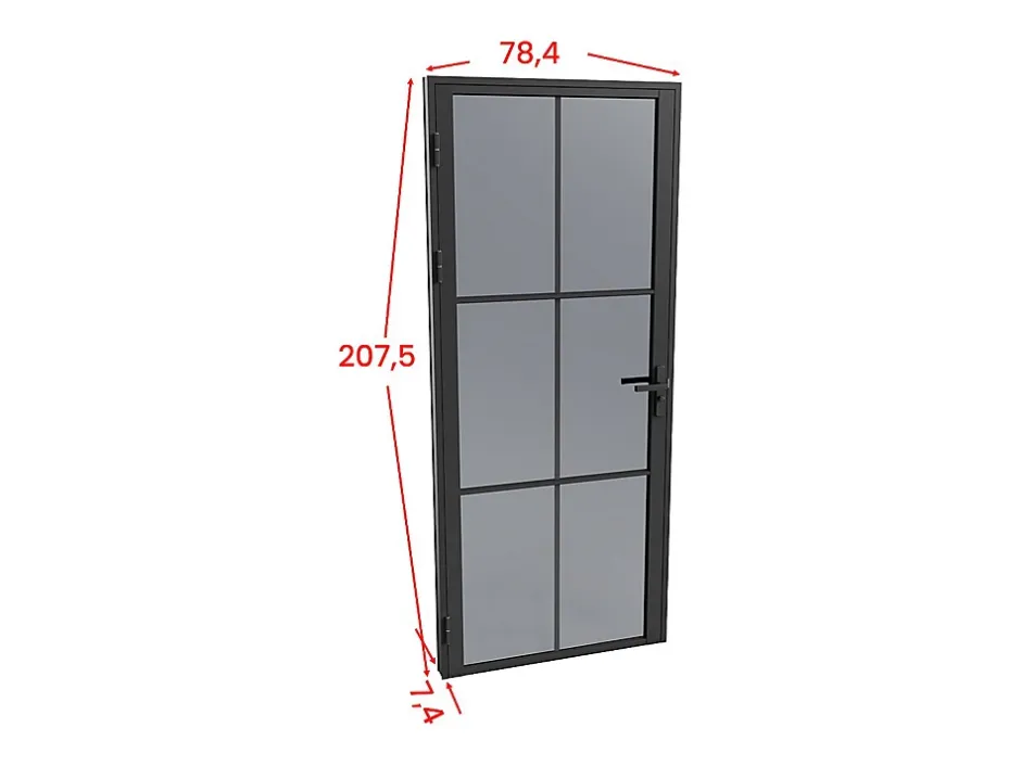 Vente-unique Bloc porte réversible en aluminium et verre trempé fumé - H204 x L73 cm - Noir - SEROTO