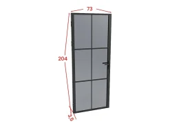Vente-unique Bloc porte réversible en aluminium et verre trempé fumé - H204 x L73 cm - Noir - SEROTO