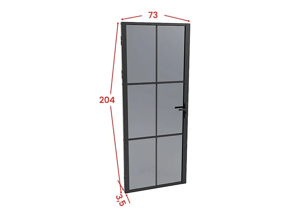 Vente-unique Bloc porte réversible en aluminium et verre trempé fumé - H204 x L73 cm - Noir - SEROTO