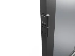 Vente-unique Bloc porte réversible en aluminium et verre trempé fumé - H204 x L73 cm - Noir - SEROTO