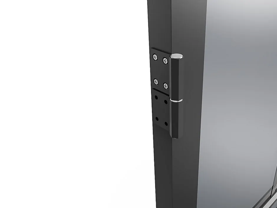 Vente-unique Bloc porte réversible en aluminium et verre trempé fumé - H204 x L73 cm - Noir - SEROTO