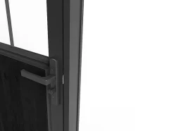 Vente-unique Bloc porte réversible en aluminium et verre trempé style atelier - H204 x L83 cm - Noir - ERMELO