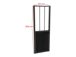 Vente-unique Bloc porte réversible en aluminium et verre trempé style atelier - H204 x L83 cm - Noir - ERMELO
