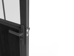 Vente-unique Bloc porte réversible en aluminium et verre trempé dépoli style atelier - H204 x L73 cm - Noir - ERMELO