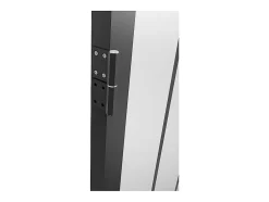 Vente-unique Bloc porte réversible en aluminium et verre trempé dépoli style atelier - H204 x L73 cm - Noir - ERMELO