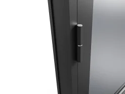 Vente-unique Bloc porte réversible en aluminium et verre trempé fumé - H204 x L73 cm - Noir - MASERU